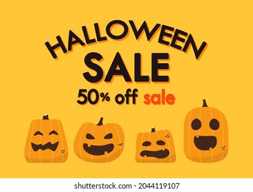 Halloween sale poster. Halloween Sale vector banner with lettering.