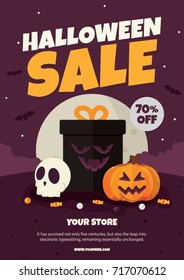 Halloween sale poster. Vector illustration