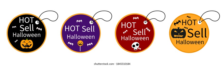 Halloween sale price tag and falling icons