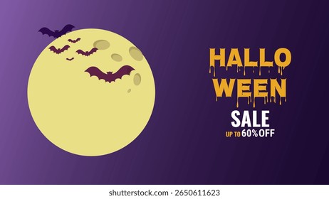 Halloween venda promo banner modelo oferta design. Site festivo de cartaz de design assustador. Ilustração vetorial.