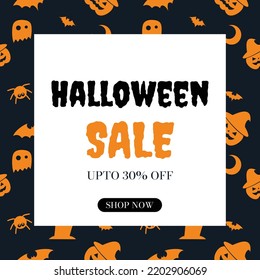 Halloween Sale Promotion Banner vector illustration.
