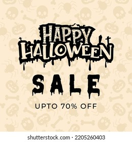 Halloween Sale Social Media Post Trick or Treat Spooky Discount Square Banner Template ad Vector illustration Scary Spooky Creepy Pumpkin Mega Sale Scary Zombie Pumpkins Big Monster Discount Post