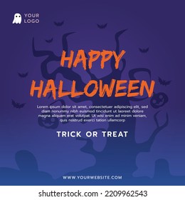 Halloween sale social media post or social media banner template