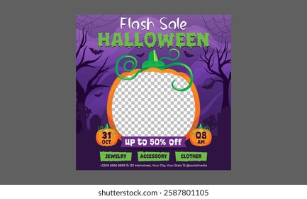 Halloween Sale Socials Media. Halloween sale web banners, paper cut style. Colorful vertical posters with cute ghosts, pumpkin, clouds, spiders and bats. Vector design template for promo, web.