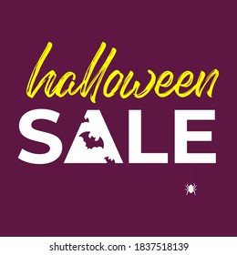 Halloween Sale special offer banner template with hand drawn lettering for holiday shopping. Limited time only. Vector illustration. 