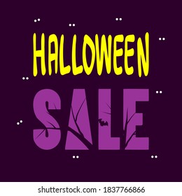 Halloween Sale special offer banner template with hand drawn lettering for holiday shopping. Limited time only. Vector illustration. 