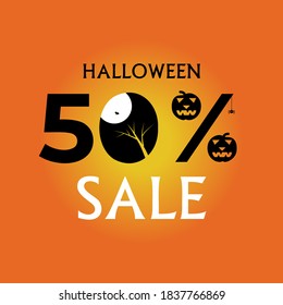 Halloween Sale special offer banner template with hand drawn lettering for holiday shopping. Limited time only. Vector illustration. 