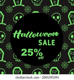 Halloween Sale special offer banner template with hand drawn lettering for holiday shopping.  Vector illustration.