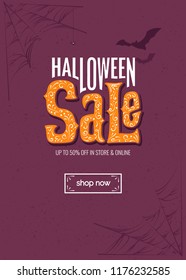 Halloween sale spooky background. Vector illustration