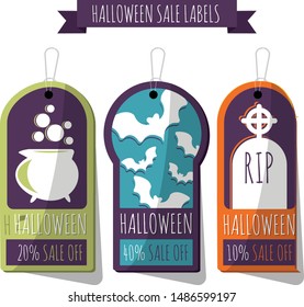 halloween sale tag design vector illustration and discount sticker design