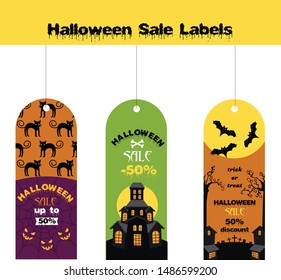 halloween sale tag design vector illustration and discount sticker design