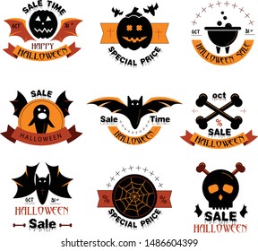 halloween sale tag design vector illustration and discount sticker design