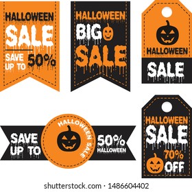 halloween sale tag design vector illustration and discount sticker design