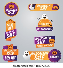 Vector de diseño de etiqueta de venta de Halloween