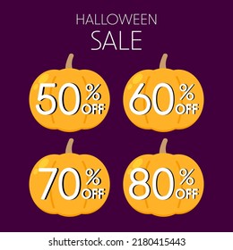 Halloween Sale tag. Halloween Sale Vector Badges and Labels in Retro Style on Light Background.