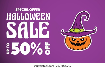 Halloween sale template vector background, perfect for office, company, school, social media, advertising, sales, printing and more
