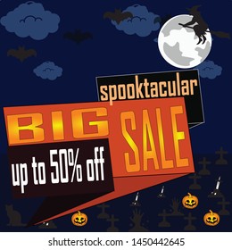 Halloween sale text can be edited. Vector illustration