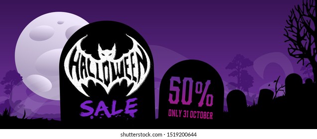 Halloween Sale vector banner illustration
