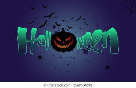 Halloween Sale vector banner with lettering and detailed engraving background. Pumpkin, witch hat, skull, cat hand drawn elements. Great for voucher, offer, coupon, holiday sale.