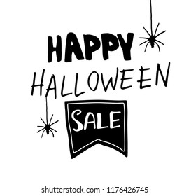 Halloween Sale vector banner with lettering