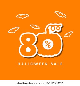 Halloween Sale vector banner with lettering and Pumpkin. Happy Halloween sale background. Vector illustration perfect for banner, social media, offer, coupon, holiday sale.