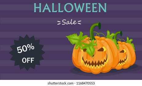halloween sale, vector illustration