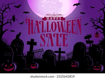 Halloween sale vector illustration. Poster (flyer) template design (text space) 