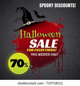 Halloween sale web banner. Vector illustration.
