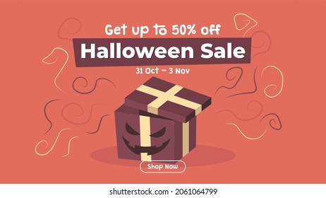 Halloween Sales Promotion Banner Design Vector Template