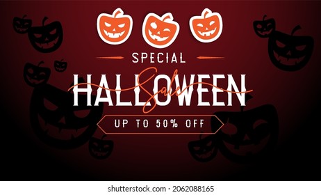 Halloween Sales Promotion Banner Design Vector Template