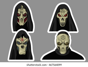 Halloween Satan Devil Masks Set Alchemy Signs Skull Collection