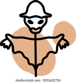 Halloween scare crow, illustration, vector, on a white background.