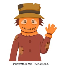 Halloween Scarecrow Costume Design Flat Illustration