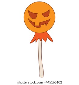 Halloween scarecrow icon in cartoon style on a white background