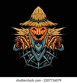 the halloween scarecrow illustration vector