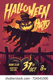 Halloween Scarecrow with a Jack head. Vector illustration