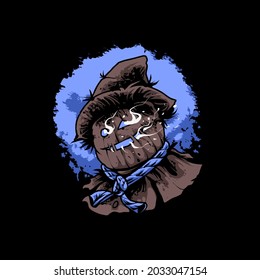 Halloween Scarecrow Killer Illustration, Suitable for t-shirt, Apparel, Print and Merchandise Products