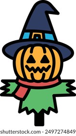 A Halloween Scarecrow in line icon style