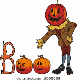 Halloween Scarecrow Pumpkin Face Background