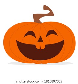 Halloween scarecrow with pumpkin head illustration. Vector cartoon carved jack-o-lantern isolated