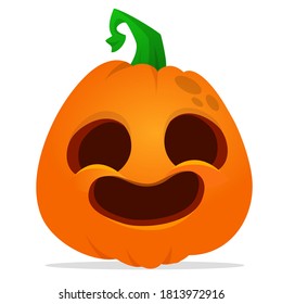 Halloween scarecrow with pumpkin head illustration. Vector cartoon carved jack-o-lantern isolated