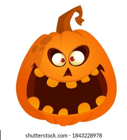 Halloween scarecrow with pumpkin head illustration. Vector cartoon carved jack-o-lantern isolated