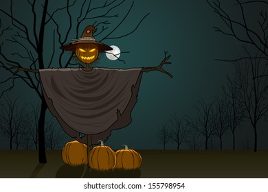 Halloween Scarecrow in Pumpkins