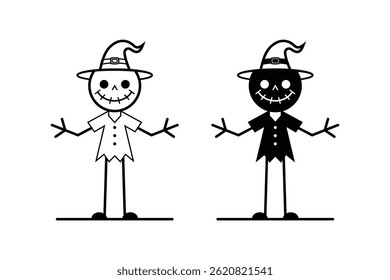 Halloween scarecrow silhouette art, vector design
