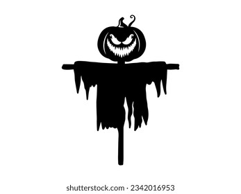 Halloween Scarecrow with Silhouette Illustration
