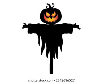 Halloween Scarecrow with Silhouette Illustration