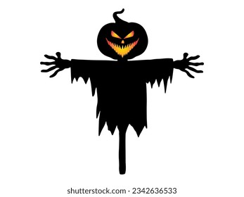 Halloween Scarecrow with Silhouette Illustration