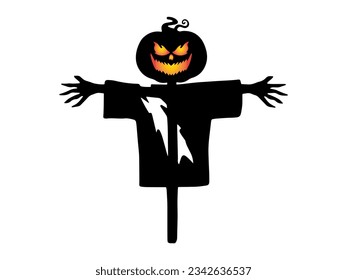 Halloween Scarecrow with Silhouette Illustration