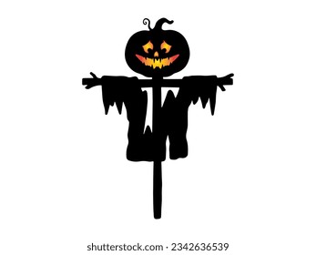 Halloween Scarecrow with Silhouette Illustration