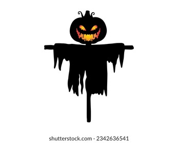 Halloween Scarecrow with Silhouette Illustration